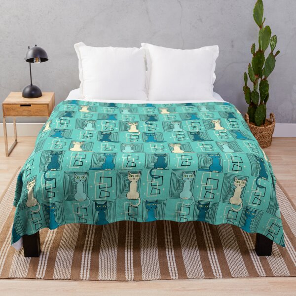 Item preview, Retro pattern No.49a -groovy cat - blue designed and sold by TalkingHerds.