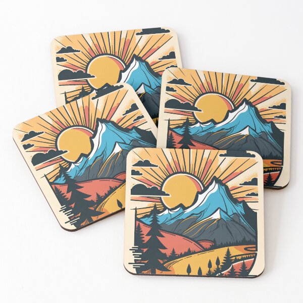 Item preview, Mountain landscape with sun and forest designed and sold by randrdesign.