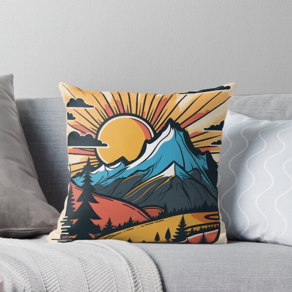 Aperçu de l'œuvre Paysage de montagne avec soleil et forêt créée et vendue par randrdesign.