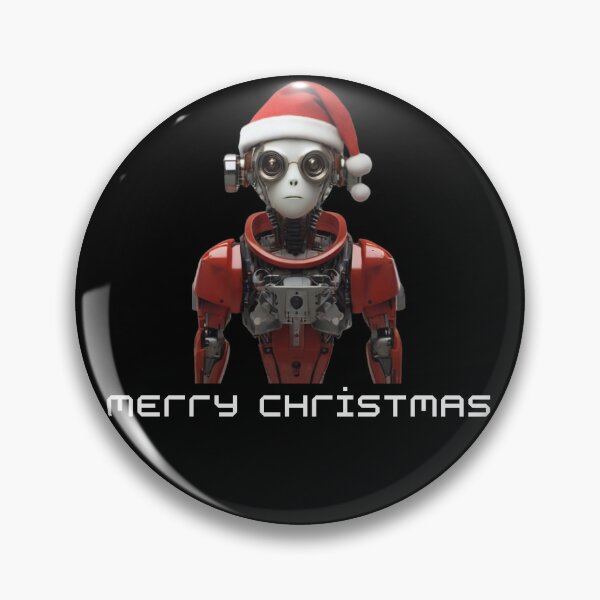 Item preview, Merry Christmas AI Robot with Santa Claus Hat designed and sold by sahbender.