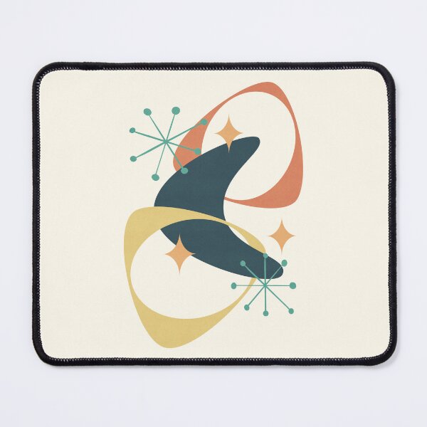 Item preview, Retro Mid Century Atomic Space Age Abstract 20 Charcoal, Yellow, Orange designed and sold by trdstudio.