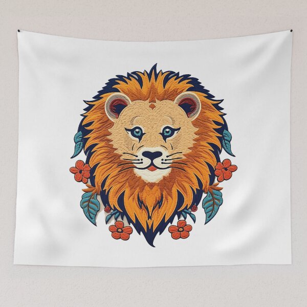 Item preview, Personalised Embroidery Appliqué Artwork of a Regal Big Kitty Cat | Lion Head designed and sold by PaddyMcKhan.