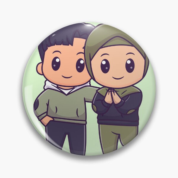 Item preview, Holiday Harmony: Cute Couple with Boy and Girl in Hijab Standing Cartoon Vector Icon Illustration designed and sold by hjian8219.