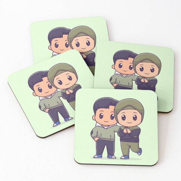 Item preview, Holiday Harmony: Cute Couple with Boy and Girl in Hijab Standing Cartoon Vector Icon Illustration designed and sold by hjian8219.