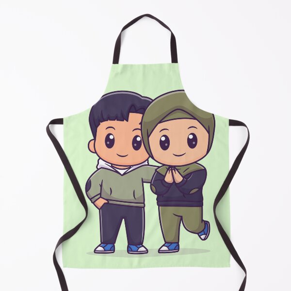 Item preview, Holiday Harmony: Cute Couple with Boy and Girl in Hijab Standing Cartoon Vector Icon Illustration designed and sold by hjian8219.