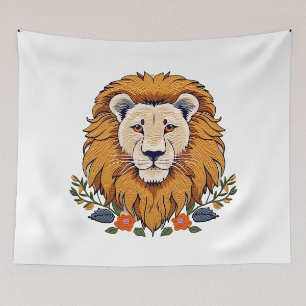 Item preview, Personalised Embroidery Appliqué Artwork of a Regal Big Kitty Cat | Lion Head designed and sold by PaddyMcKhan.