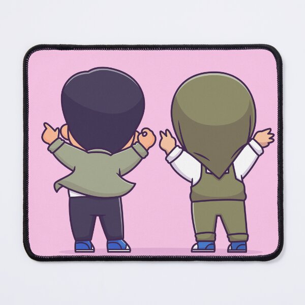 Item preview, Love in the Air: Cute Couple with Boy and Girl in Hijab Holding Love Sign Cartoon Vector Icon Illustration designed and sold by hjian8219.