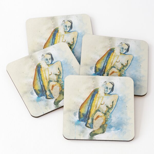 Item preview, Nude, lying watercolor designed and sold by daWinki11.