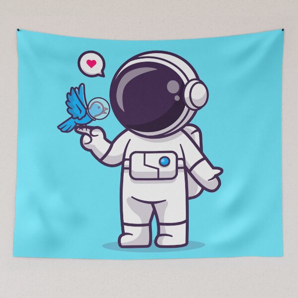 Item preview, Cosmic Companions: Cute Astronaut Playing with Bird in Space Cartoon Vector Icon Illustration designed and sold by hjian8219.