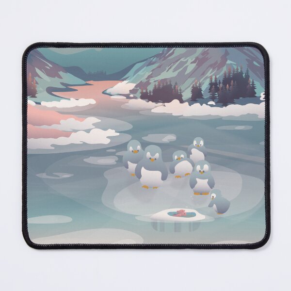Item preview, Penguins meet fishes in a snowy landscape designed and sold by Rawilst.