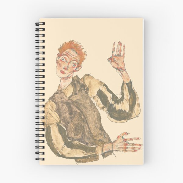 Item preview, HD. Self Portrait with Striped Armlets, by Egon Schiele designed and sold by MINDTHECHERRY.