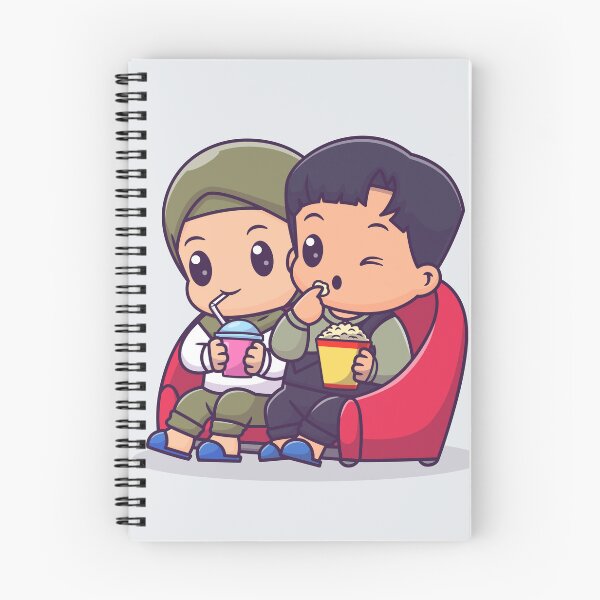 Item preview, Cozy Date Night: Cute Couple with Boy and Girl in Hijab Enjoying Popcorn and Soda on Sofa Cartoon Vector Illustration designed and sold by hjian8219.