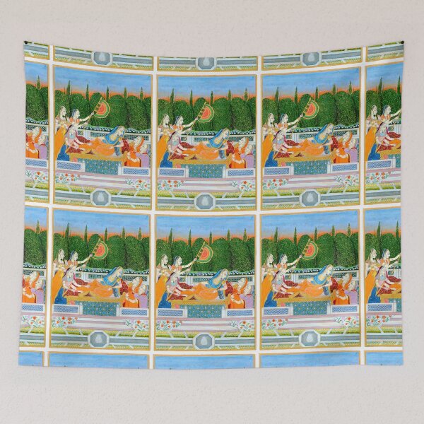 Item preview, Reclining Princess & Handmaidens 1800 Kishangarh, Rajasthan, India designed and sold by RocketshipRetro.
