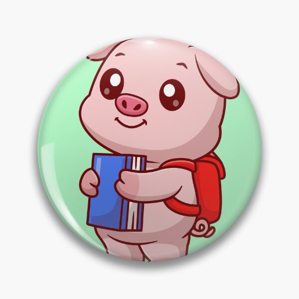 Item preview, Smarty Piggy: Cute Pig Student Holding Book with Backpack Cartoon Vector Icon Illustration designed and sold by hjian8219.