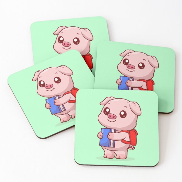 Item preview, Smarty Piggy: Cute Pig Student Holding Book with Backpack Cartoon Vector Icon Illustration designed and sold by hjian8219.