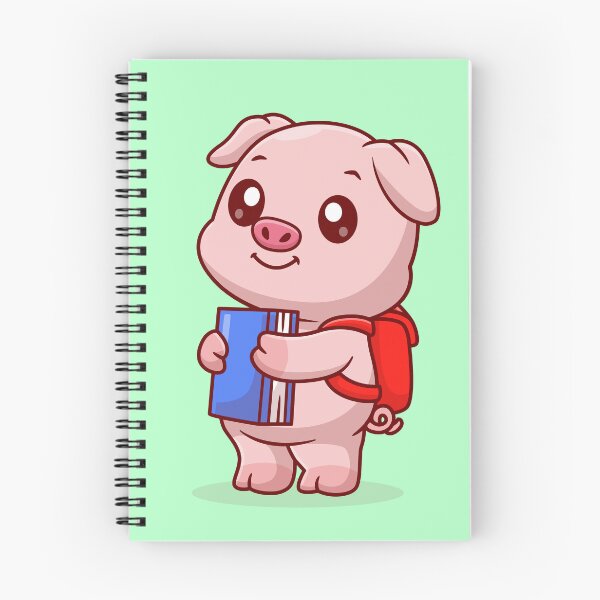 Item preview, Smarty Piggy: Cute Pig Student Holding Book with Backpack Cartoon Vector Icon Illustration designed and sold by hjian8219.