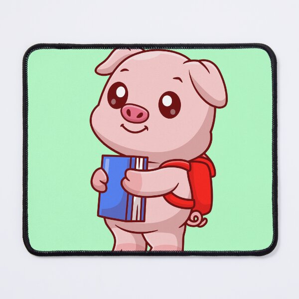 Item preview, Smarty Piggy: Cute Pig Student Holding Book with Backpack Cartoon Vector Icon Illustration designed and sold by hjian8219.