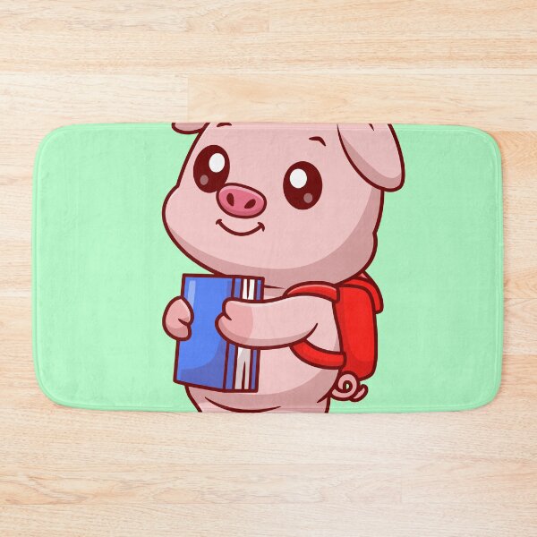 Item preview, Smarty Piggy: Cute Pig Student Holding Book with Backpack Cartoon Vector Icon Illustration designed and sold by hjian8219.