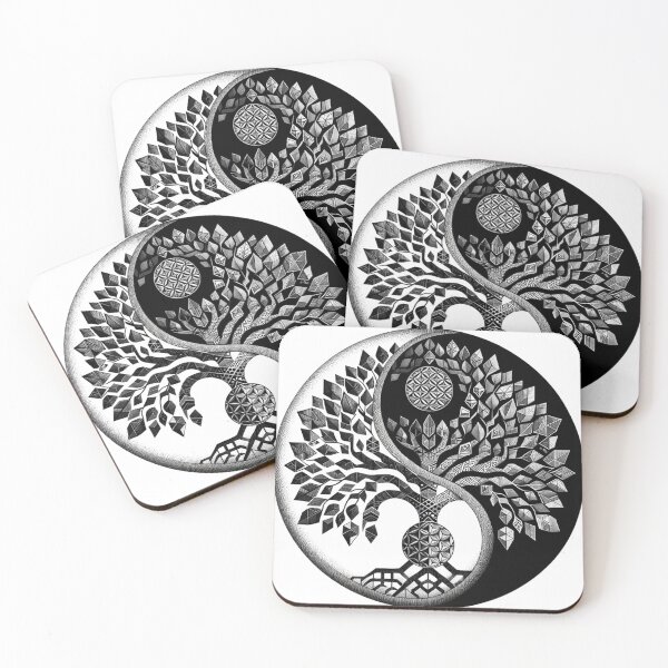 Item preview, Harmony in contrast: Yin Yang geometric tree designed and sold by EyoArt.