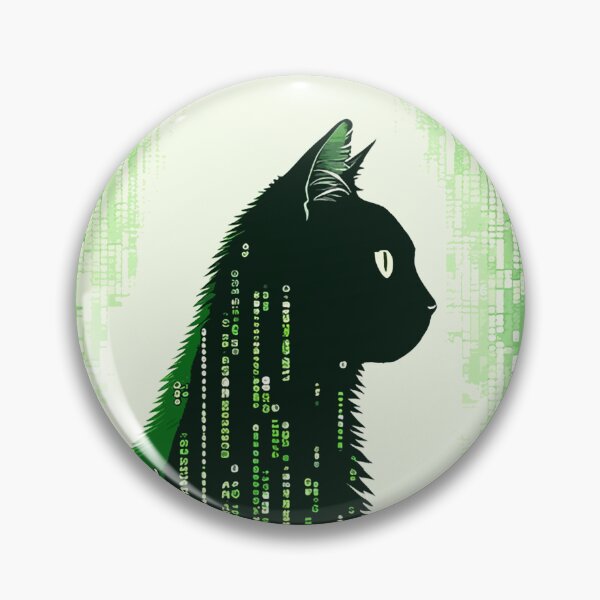 Artikelvorschau, Grüner Binärcode Silhouette einer sitzenden Katze entworfen und verkauft von danh1z.