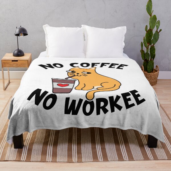 Item preview, No coffee no workee funny cat drinking coffee designed and sold by SvgmagicArt.