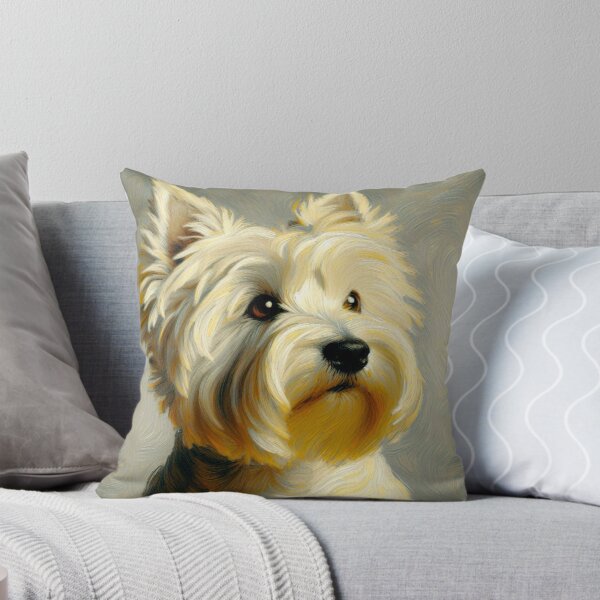 Item preview, Cute Westie with Neutral Background - West Highland Terrier Oil Painting designed and sold by Star-Fragment.