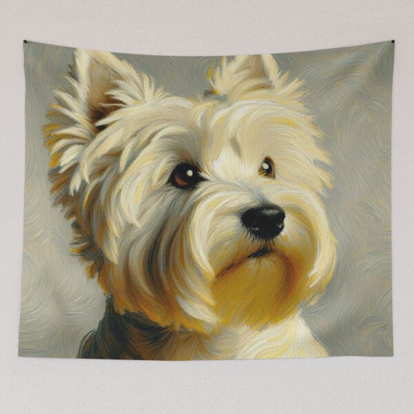 Item preview, Cute Westie with Neutral Background - West Highland Terrier Oil Painting designed and sold by Star-Fragment.