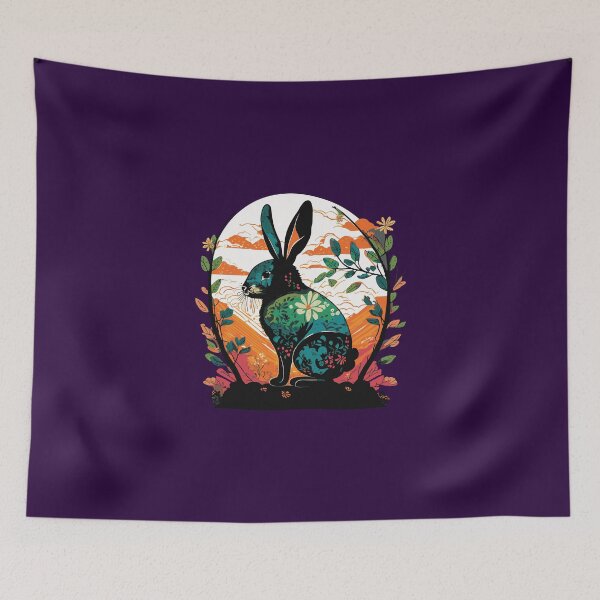 Item preview, Floral Rabbit Illustration designed and sold by Corner-Distro.