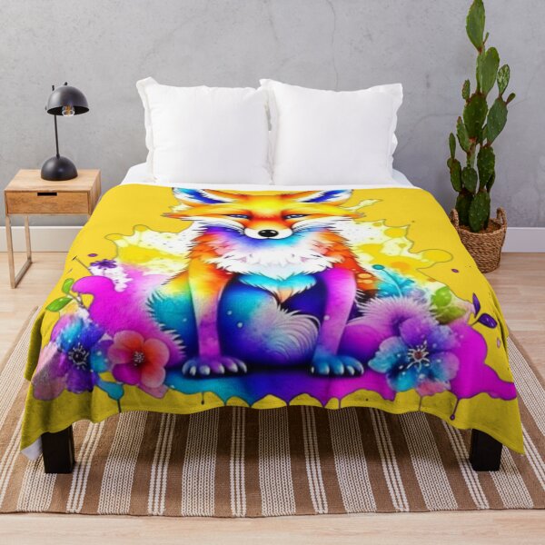 Item preview, Color splatter Cute Fox with flowers designed and sold by MirucaDesign.