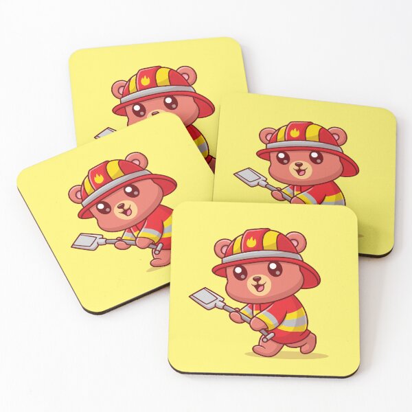 Item preview, Brave Bear Rescuer: Cute Bear Firefighter with Shovel Cartoon Vector Icon Illustration designed and sold by hjian8219.