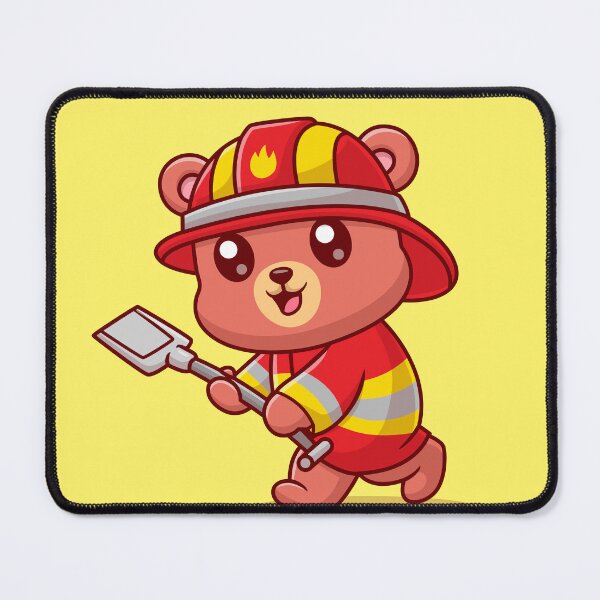 Item preview, Brave Bear Rescuer: Cute Bear Firefighter with Shovel Cartoon Vector Icon Illustration designed and sold by hjian8219.
