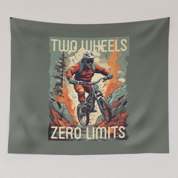 Item preview, Two wheels Zero limits. Downhill bike, gift cycling cyclist mountain biker designed and sold by BRUNTadventures.