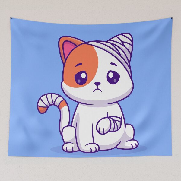 Item preview, Recovering Kitty: Cute Cat with Injury and Bandage Cartoon Vector Icon Illustration designed and sold by hjian8219.