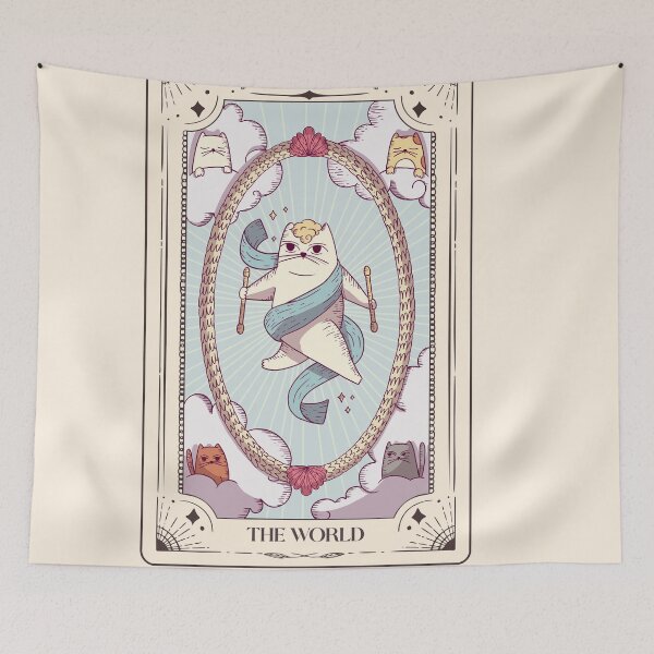 Item preview, Cat Tarot - The World - Cat Puns designed and sold by Paperfly Studio.