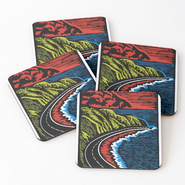 Item preview, Pacific Coast Highway Linocut Landscape designed and sold by SamJanner.