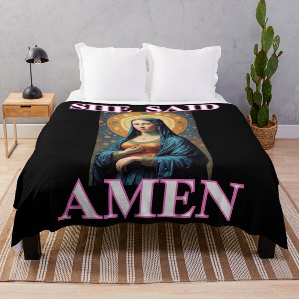 Item preview, She said Amen let it be St Mary in van Gogh style funny christian cute gifts  designed and sold by thankful-loco.