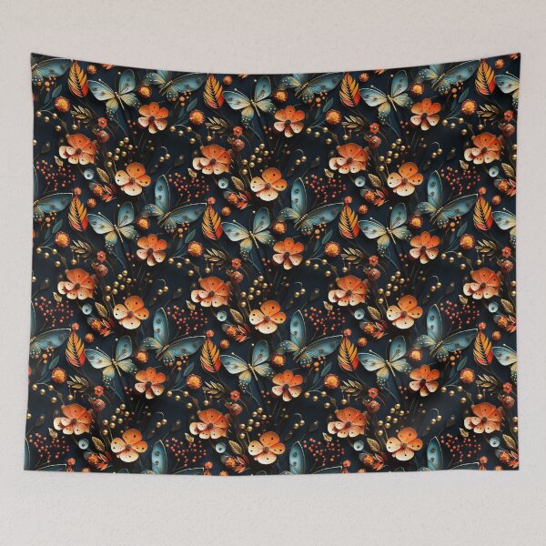 Item preview, Butterfly Floral Artwork Beautiful Flowers Elegant Butterflies Pattern P139-2 designed and sold by MPCFICTION.