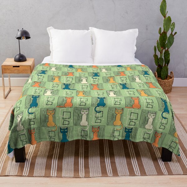 Item preview, Retro pattern No.49b -  cat - ginger and sage designed and sold by TalkingHerds.