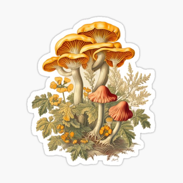 Item preview, Vintage Illustration: Chanterelle Mushrooms V.2 designed and sold by Reveriememory.
