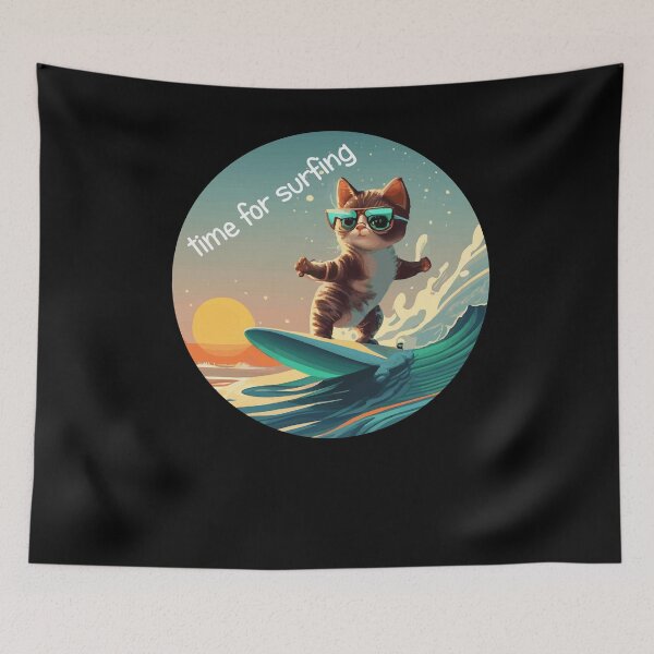 Item preview, Surfing Cat "Time for Surfing" designed and sold by kreafox.