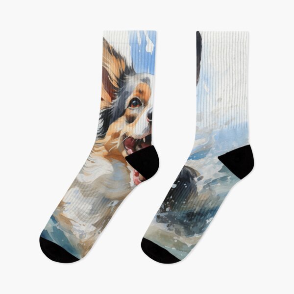 Item preview, Tricolor Corgi Swimming designed and sold by TentacleTribe.