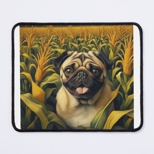 Item preview, Happy Pug in a Corn Field designed and sold by JinxMallory.