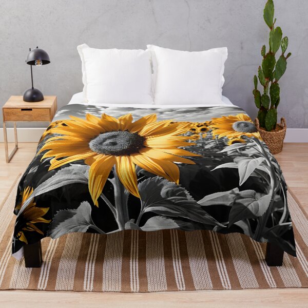 Item preview, Black and white sunflower meadow print designed and sold by dcrc.