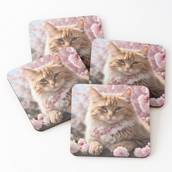 Item preview, A cat in a blooming Sakura garden designed and sold by PalettePetal.