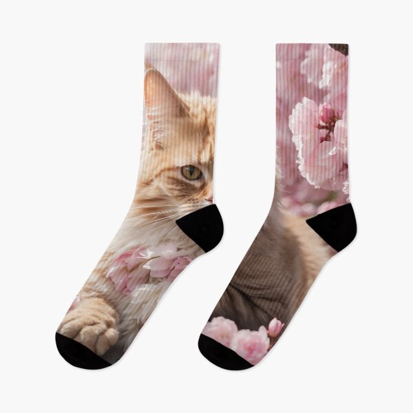 Item preview, A cat in a blooming Sakura garden designed and sold by PalettePetal.