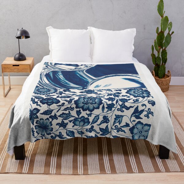 Item preview, Blue and white flower pattern abstract designed and sold by Quoppidou.