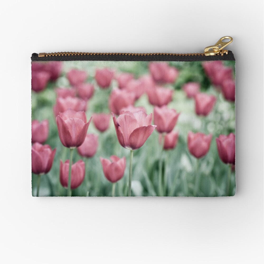Pink Tulip Field Zipper Pouch