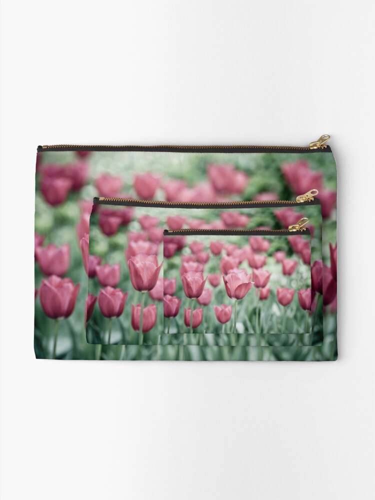 Alternate view of Pink Tulip Field Zipper Pouch