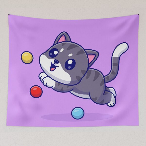 Item preview, Playful Purr: Cute Cat Playing with Ball Cartoon Vector Icon Illustration designed and sold by hjian8219.