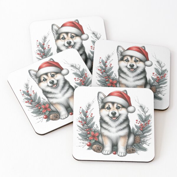 Item preview, Happy puppy wearing Santa's hat is bearing gifts and good will designed and sold by ODINDISA.